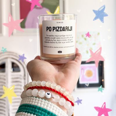 100% naravna dišeča svečka ‘Pizdarija’ (ročno delo)