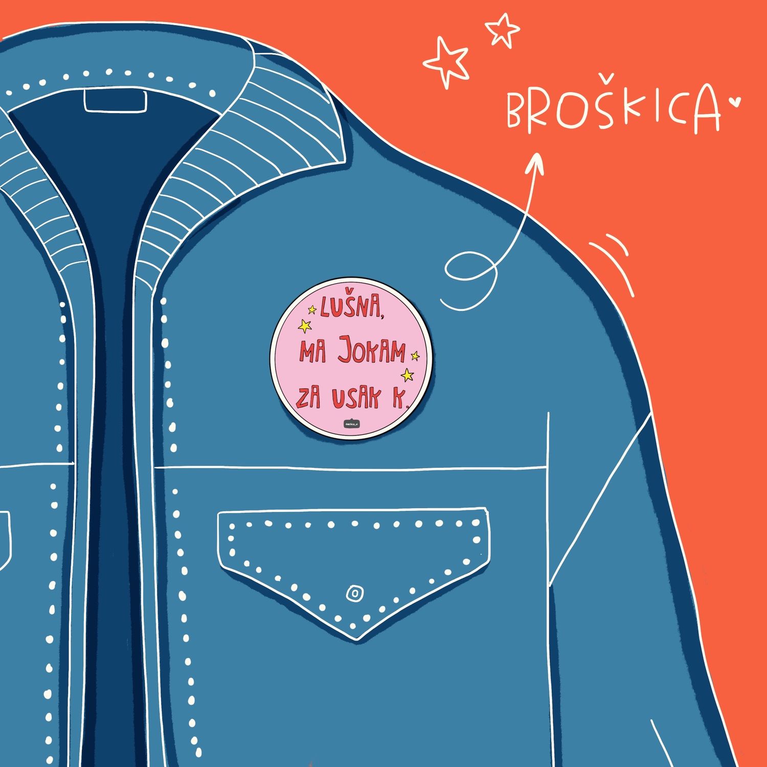 Okrogla broška ‘Jokica’ (25 mm x 25 mm)