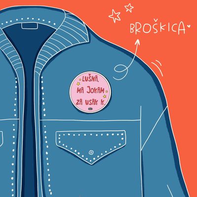 Okrogla broška ‘Jokica’ (25 mm x 25 mm)