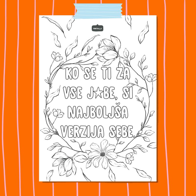 Print ‘Naj verzija sebe’ POBARVANKA (A4, 350g papir)