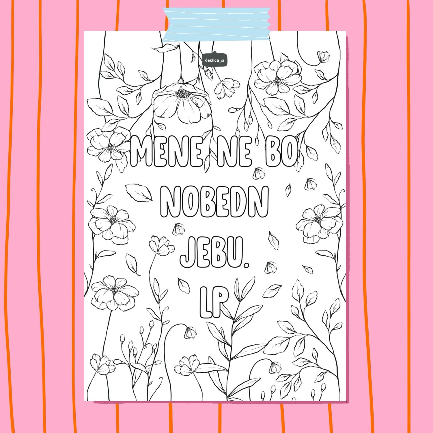 Print ‘Ne me jebat’ POBARVANKA (A4 format, 350g papir)