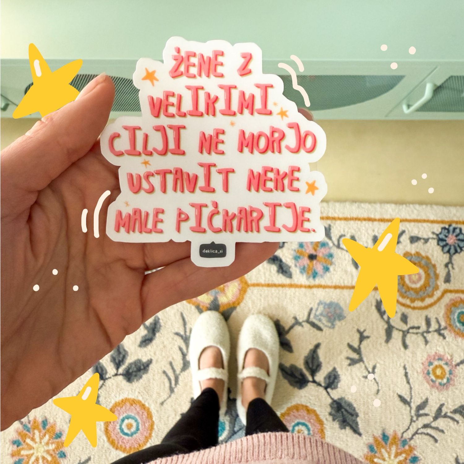 Nalepka ‘Cilji’ (8 x 8 cm, vodoodporna, na prozornem ozadju)