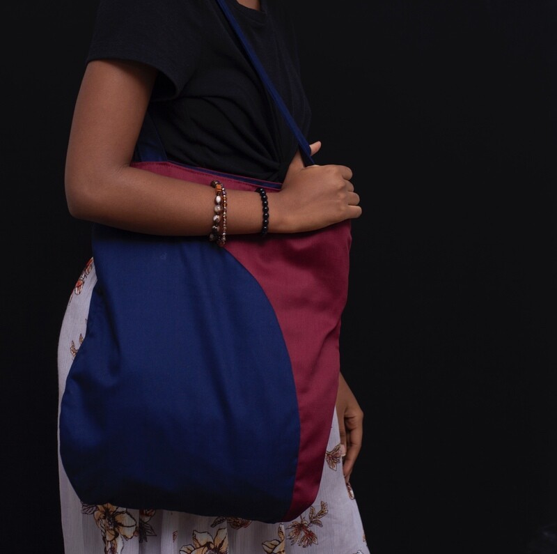 Abstract tote (Dark blue/ Maroon)