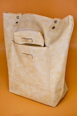 Impundu Leather Tote Bag (BEIGE)