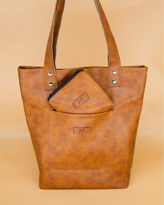 Impundu Leather Tote Bag (BROWN)