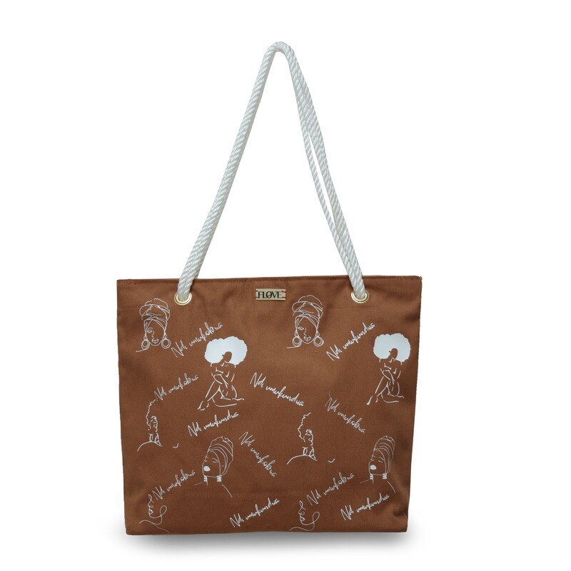 Ndi Umukobwa Canvas Tote Bag (BROWN)