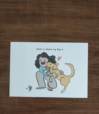 Dog is Home - Postcard