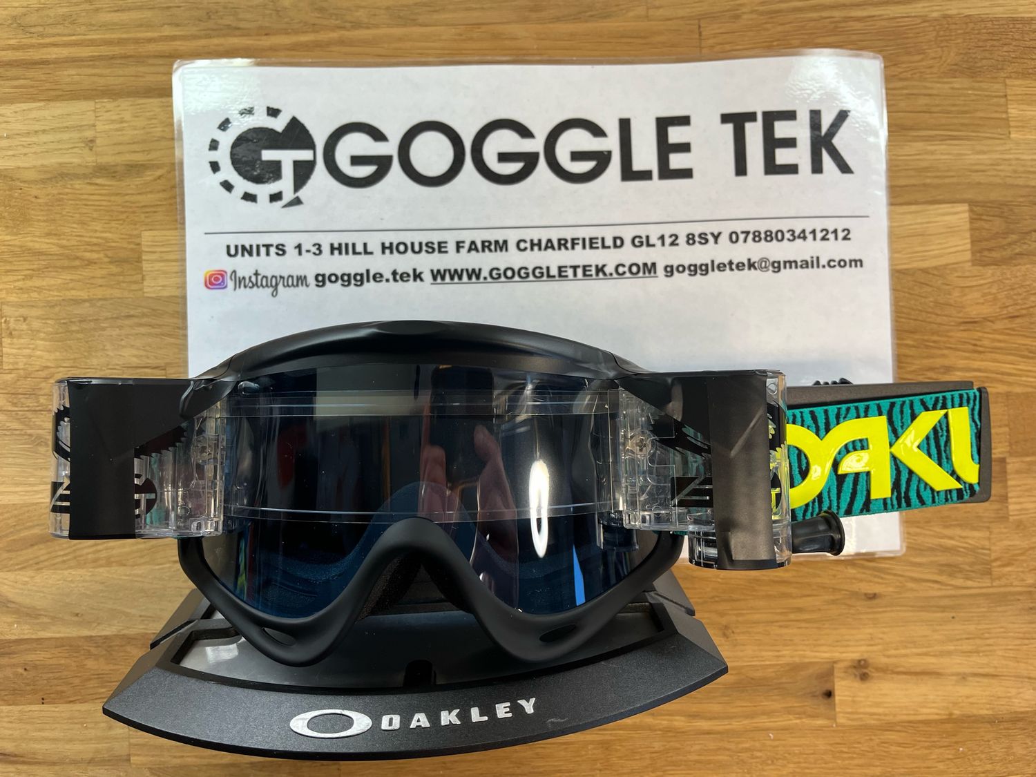 2025 Oakley Celeste Bengal OFrame goggle plus Goggletek 36mm roll-off system (blue lens)