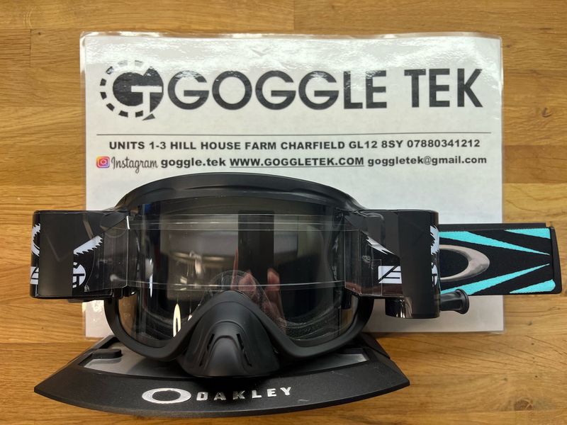 2025 Oakley OFrame 2.0 PRO Black Bullet goggle plus Black Goggletek 36mm roll-off system (clear lens)