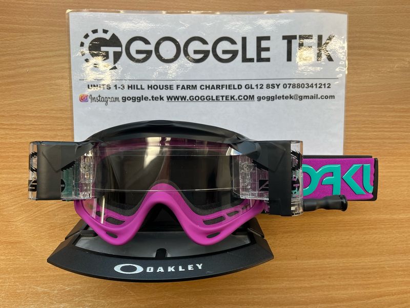 2025 Oakley Celeste Purple OFrame goggle plus Long Pull Goggletek 36mm roll-off system (Clear lens)
