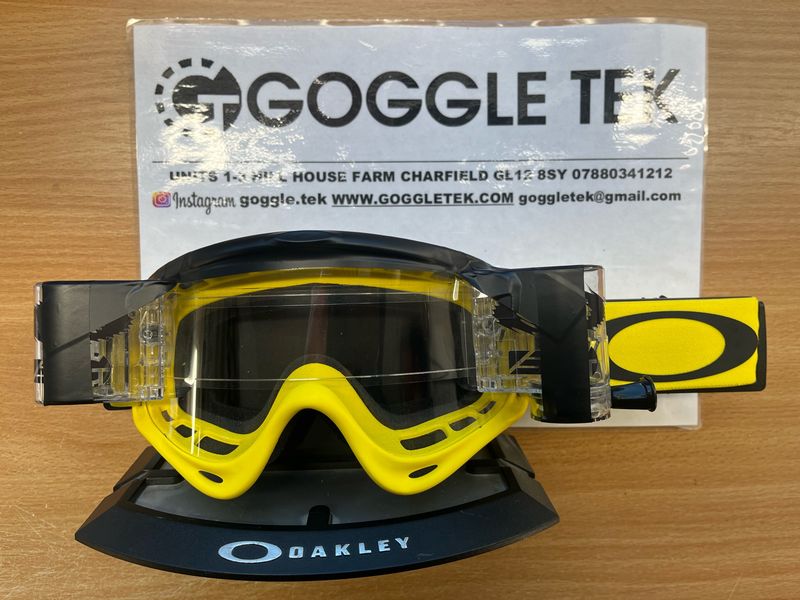 2024 Yellow Oakley OFrame goggle plus Goggletek 36mm roll-off system (Clear lens)