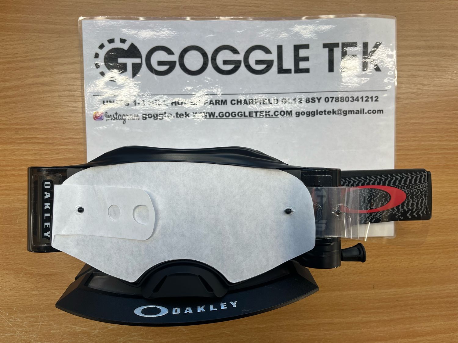 New GP Prepped Oakley Airbrake Goggle plus Goggletek 48mm roll off system with 7 laminated tear offs (clear lens)