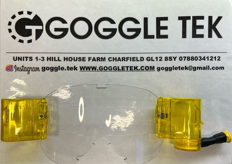 Yellow Oakley OFrame 2.0 PRO 36mm Long Pull roll-off system with fishing line, clear mudstrip & film (Clear lens)