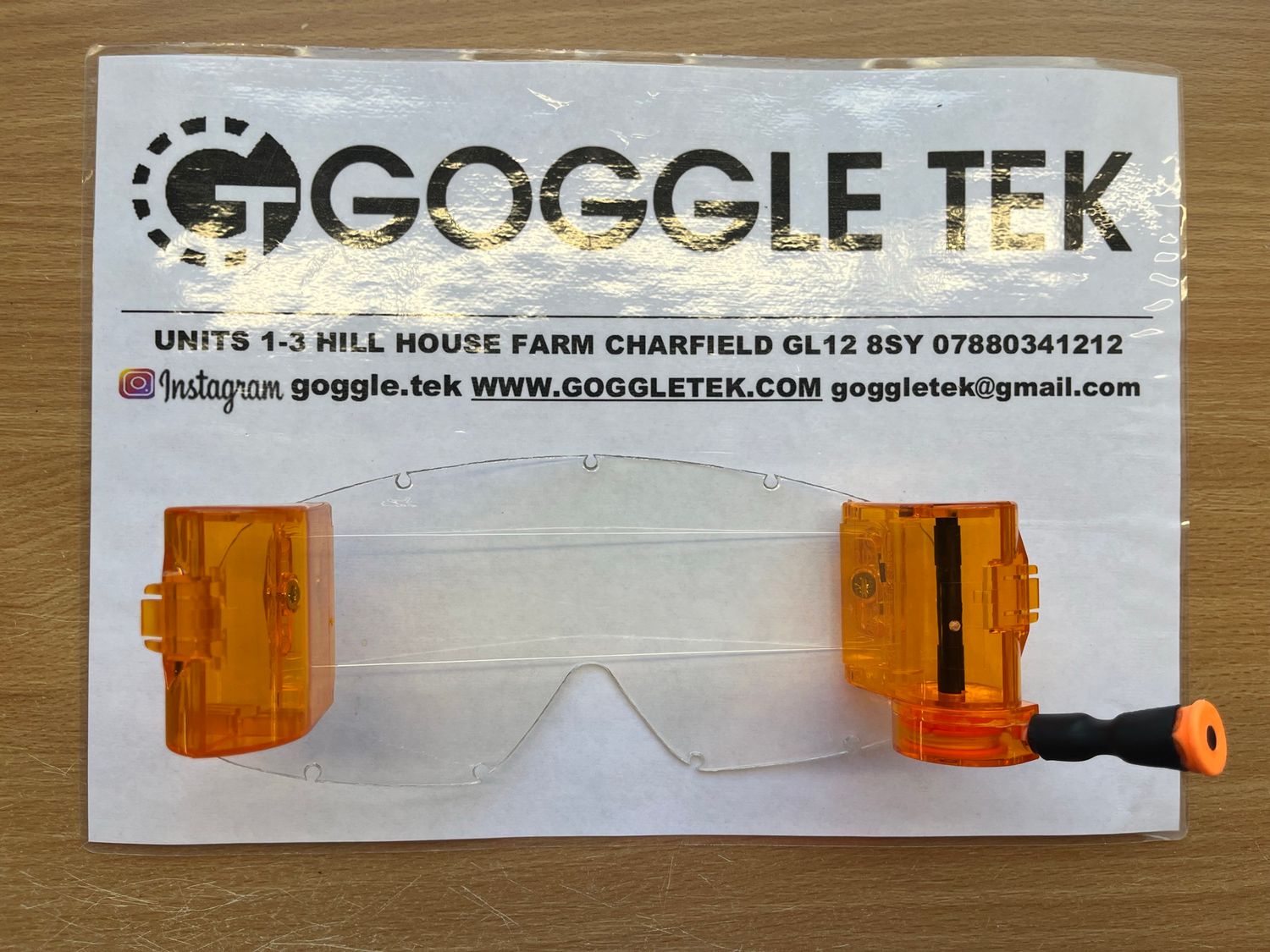Orange Oakley OFrame 36mm Long Pull roll-off system with fishing line, clear mudstrip & film (Clear lens)