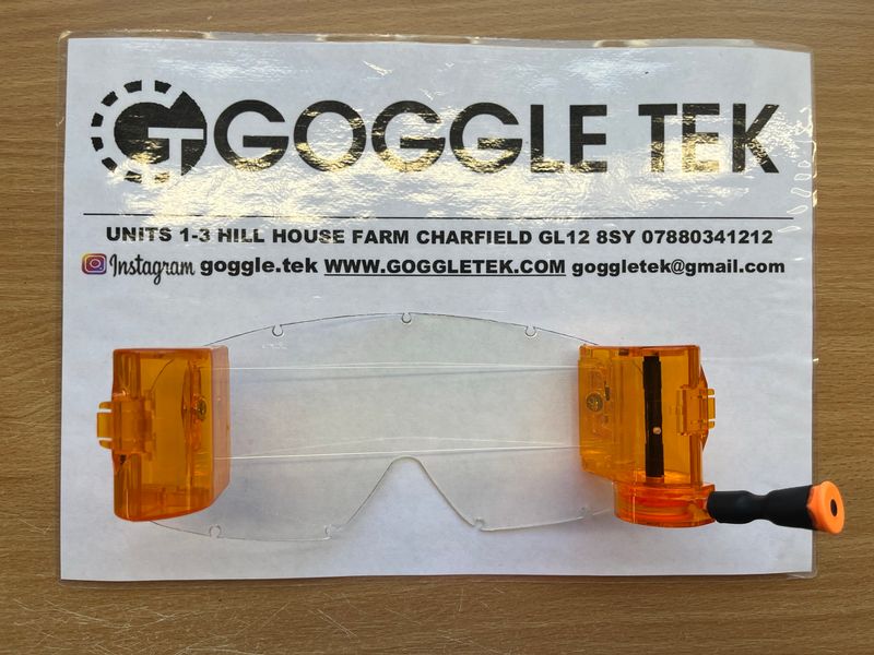 Orange Oakley OFrame 36mm Long Pull roll-off system with fishing line, clear mudstrip & film (Clear lens)