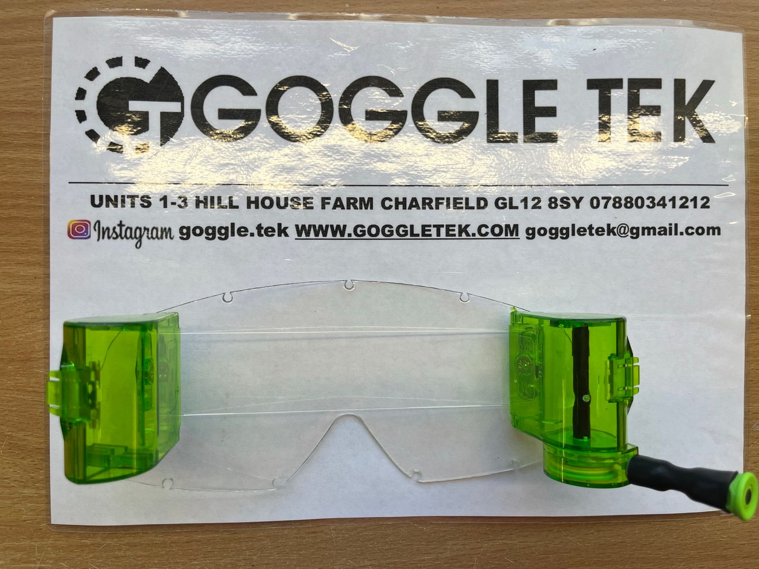 Green Oakley OFrame 36mm Long Pull roll-off system with fishing line, clear mudstrip & film (Clear lens)