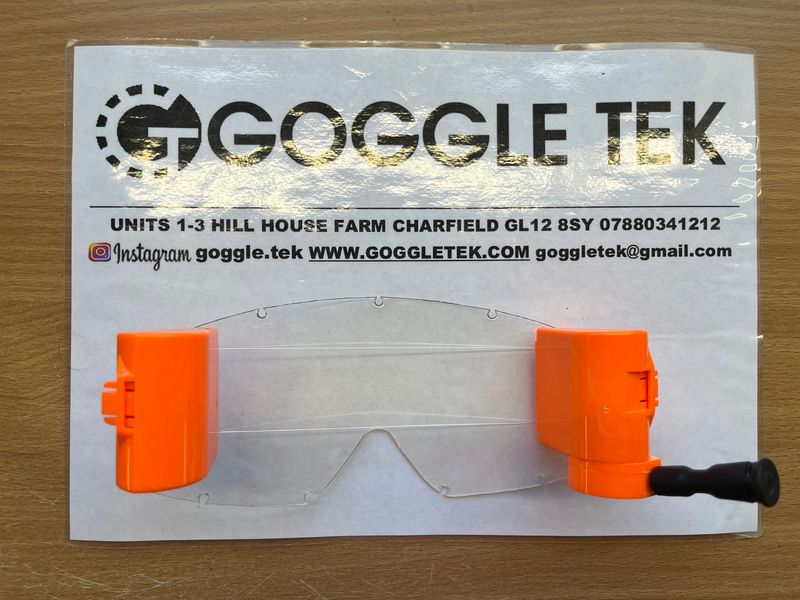 Flo Orange Oakley OFrame 36mm Long Pull roll-off system with fishing line, clear mudstrip & film (Clear lens)