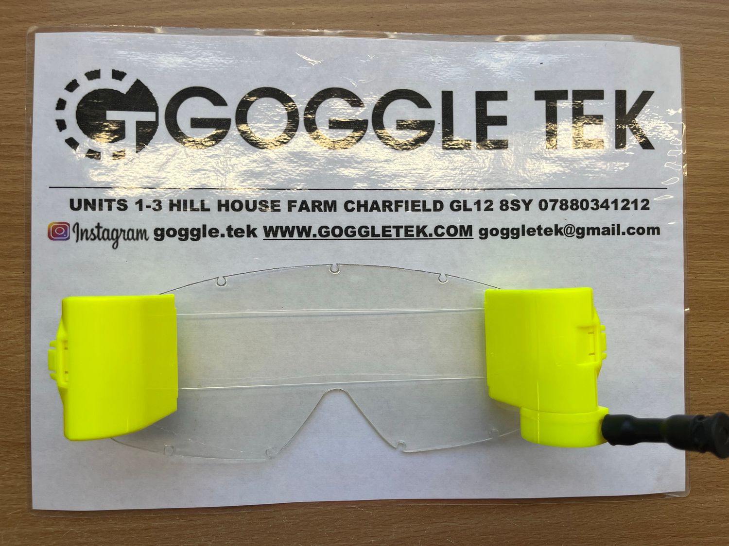 Flo Yellow Oakley OFrame 36mm Long Pull roll-off system with fishing line, clear mudstrip & film (Clear lens)