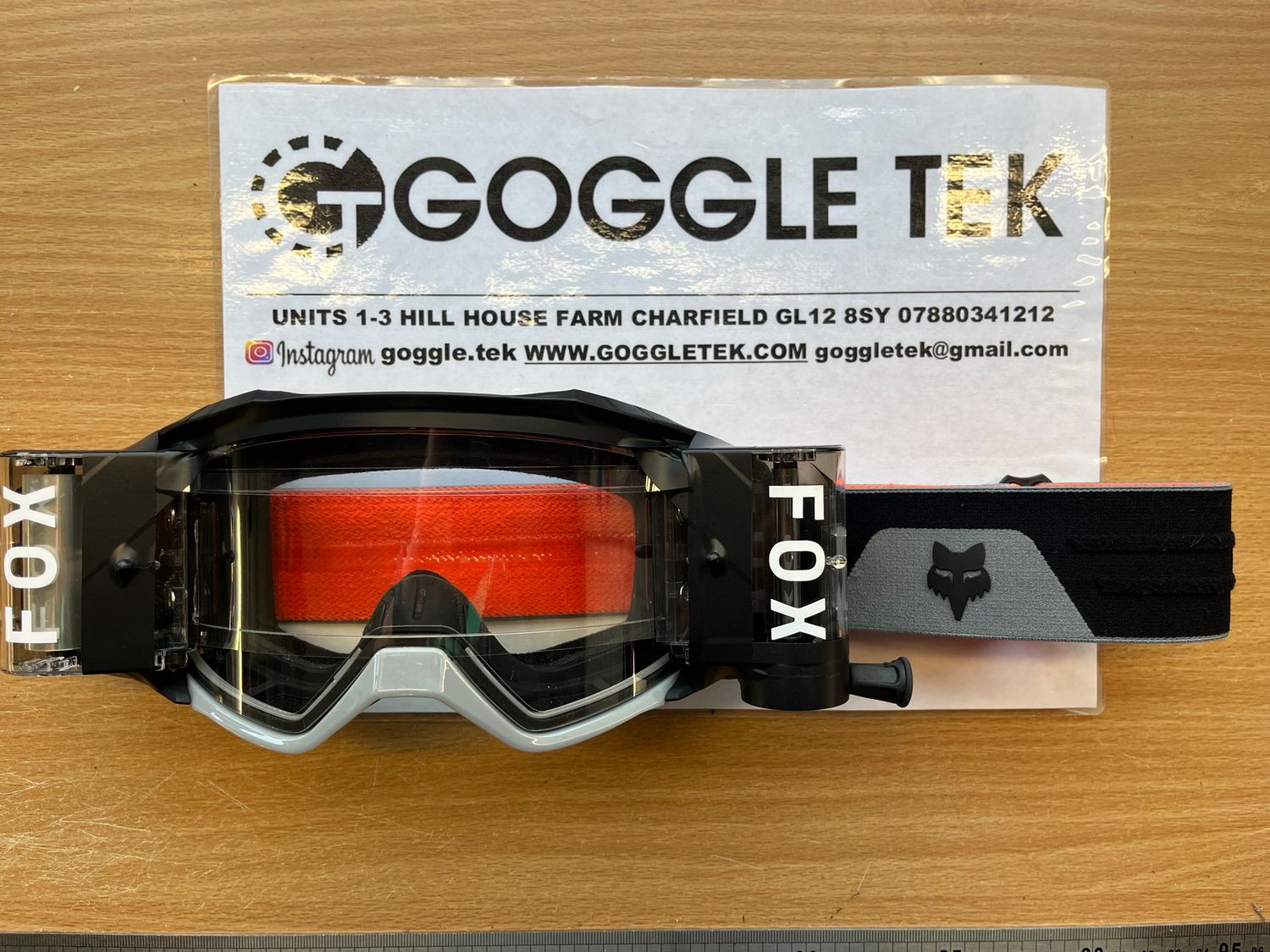 Second Hand Ex GP prepped Fox Vue goggle plus Goggletek 48mm roll off system (clear lens)