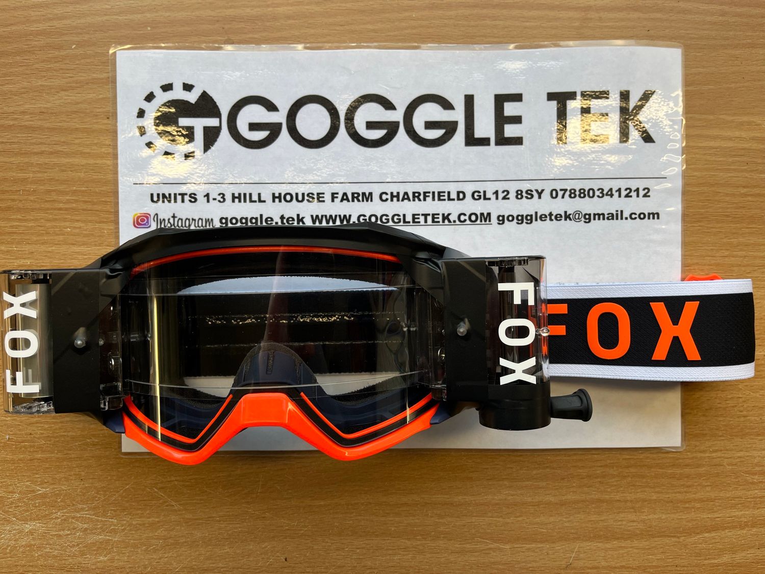 Second Hand Ex GP prepped Fox Vue goggle plus Goggletek 48mm roll off system (clear lens)