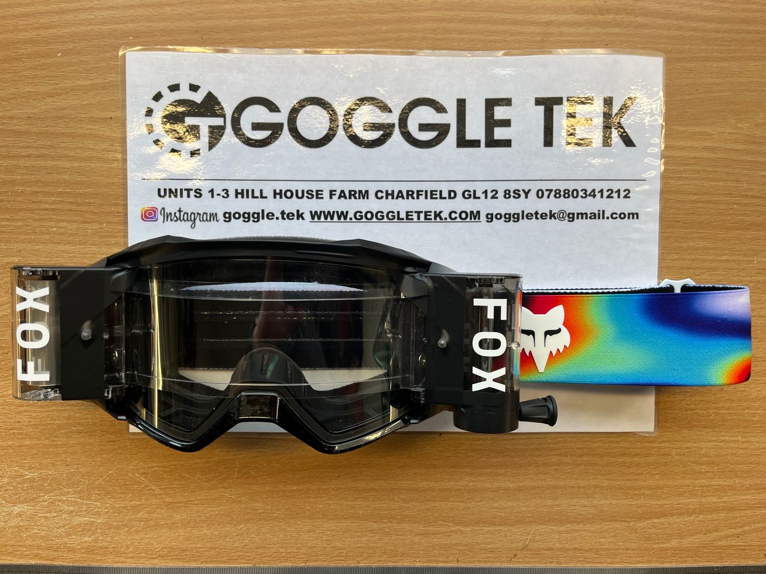 Second Hand Ex GP prepped Fox Vue goggle plus Goggletek 48mm roll off system (clear lens)