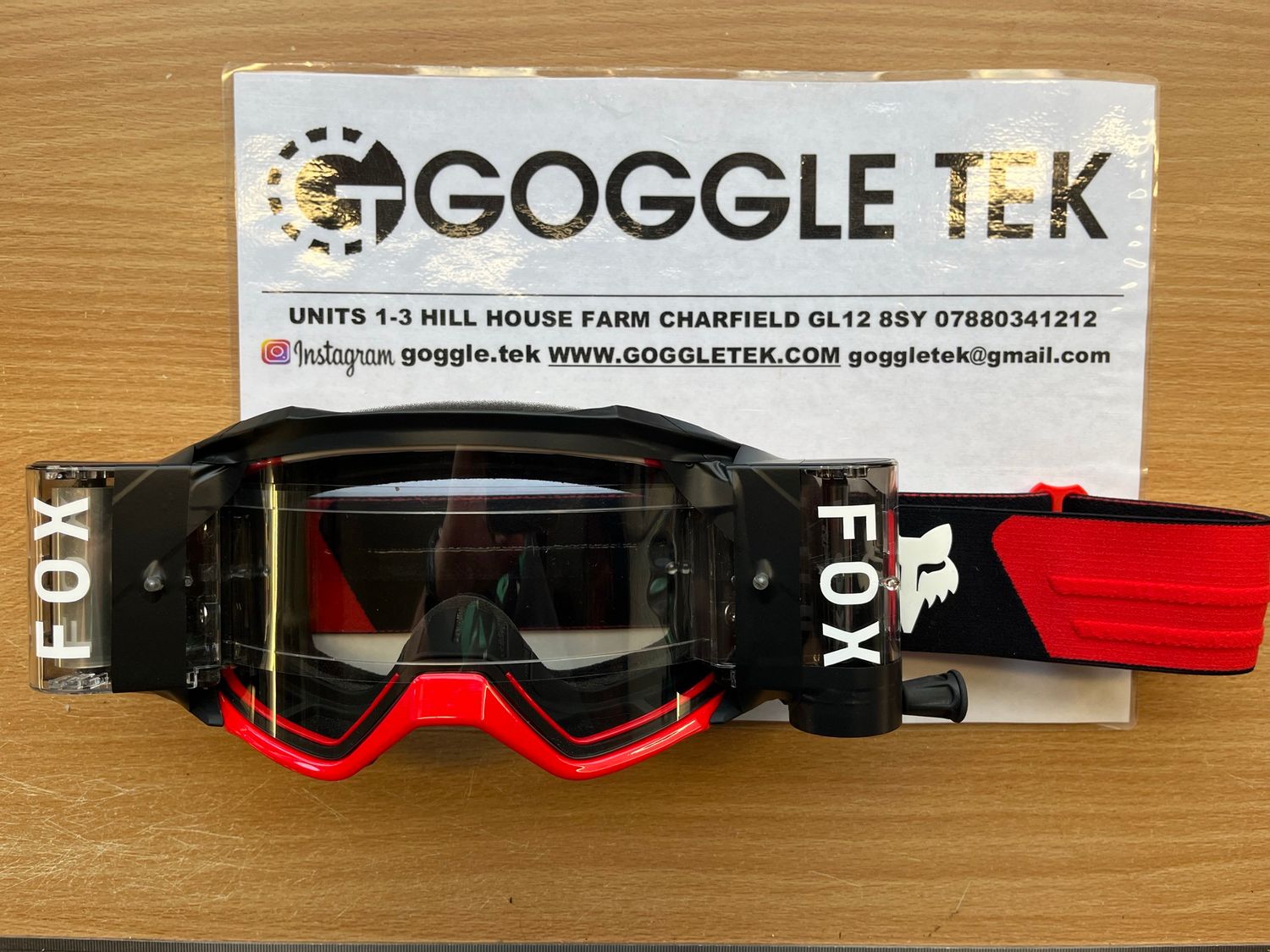 Second Hand Ex GP prepped Fox Vue goggle plus Goggletek 48mm roll off system (clear lens)
