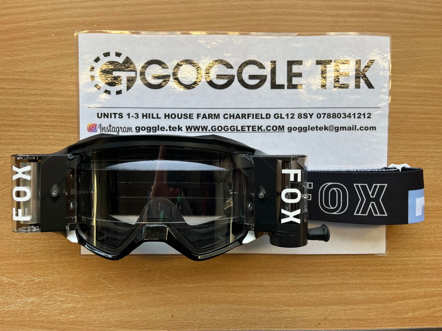 Second Hand Ex GP prepped Fox Vue goggle plus Goggletek 48mm roll off system (clear lens)