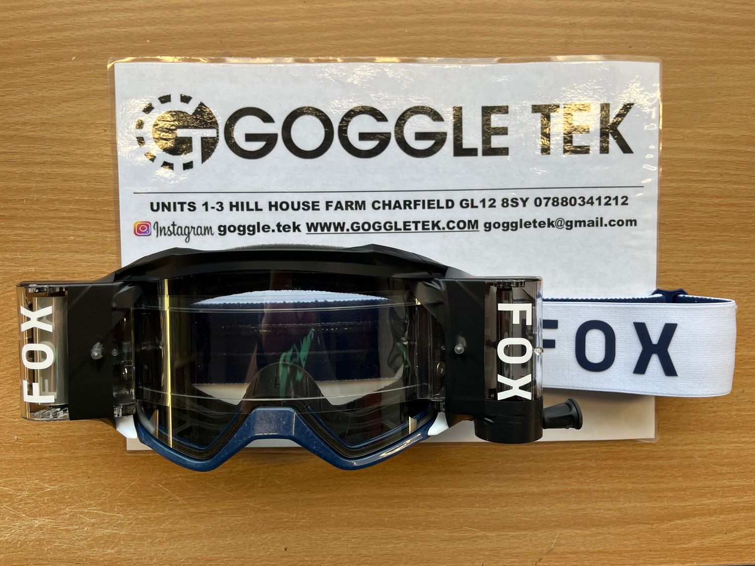 Second Hand Ex GP prepped Fox Vue goggle plus Goggletek 48mm roll off system (clear lens)