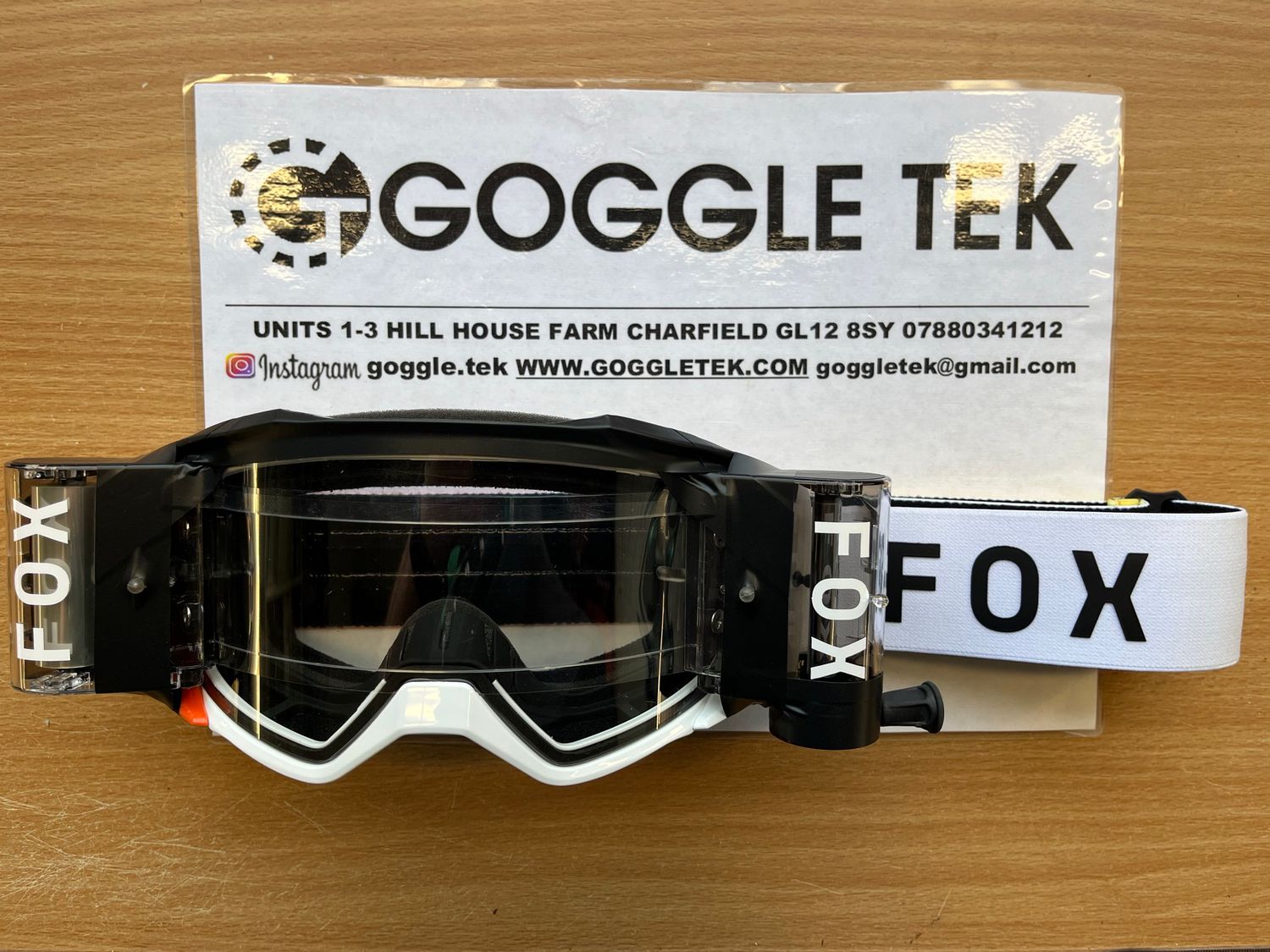 Second Hand Ex GP prepped Fox Vue goggle plus Goggletek 48mm roll off system (clear lens)