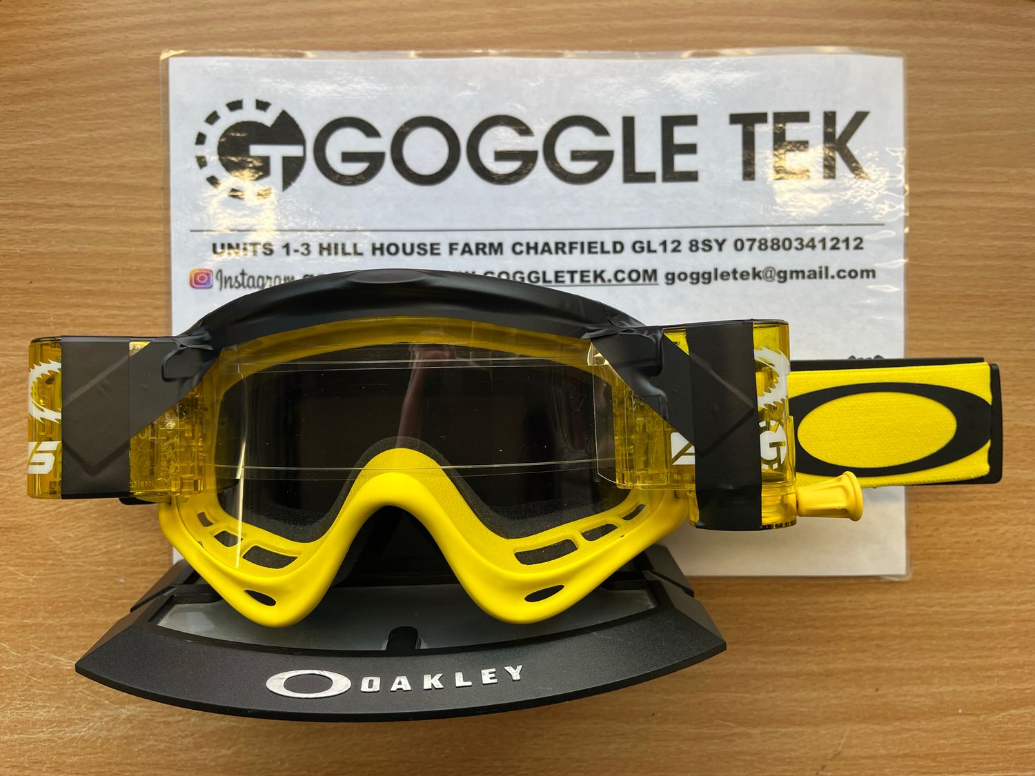 2024 Yellow Oakley OFrame goggle plus Yellow Goggletek 36mm roll-off system (Clear lens)