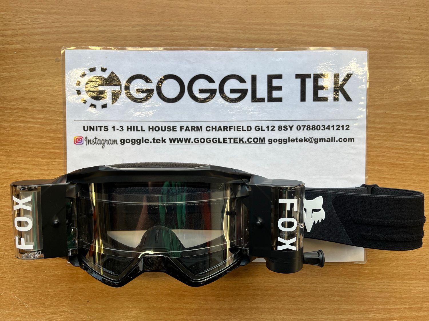 Second Hand Ex GP prepped Fox Vue goggle plus Goggletek 48mm roll off system (clear lens)