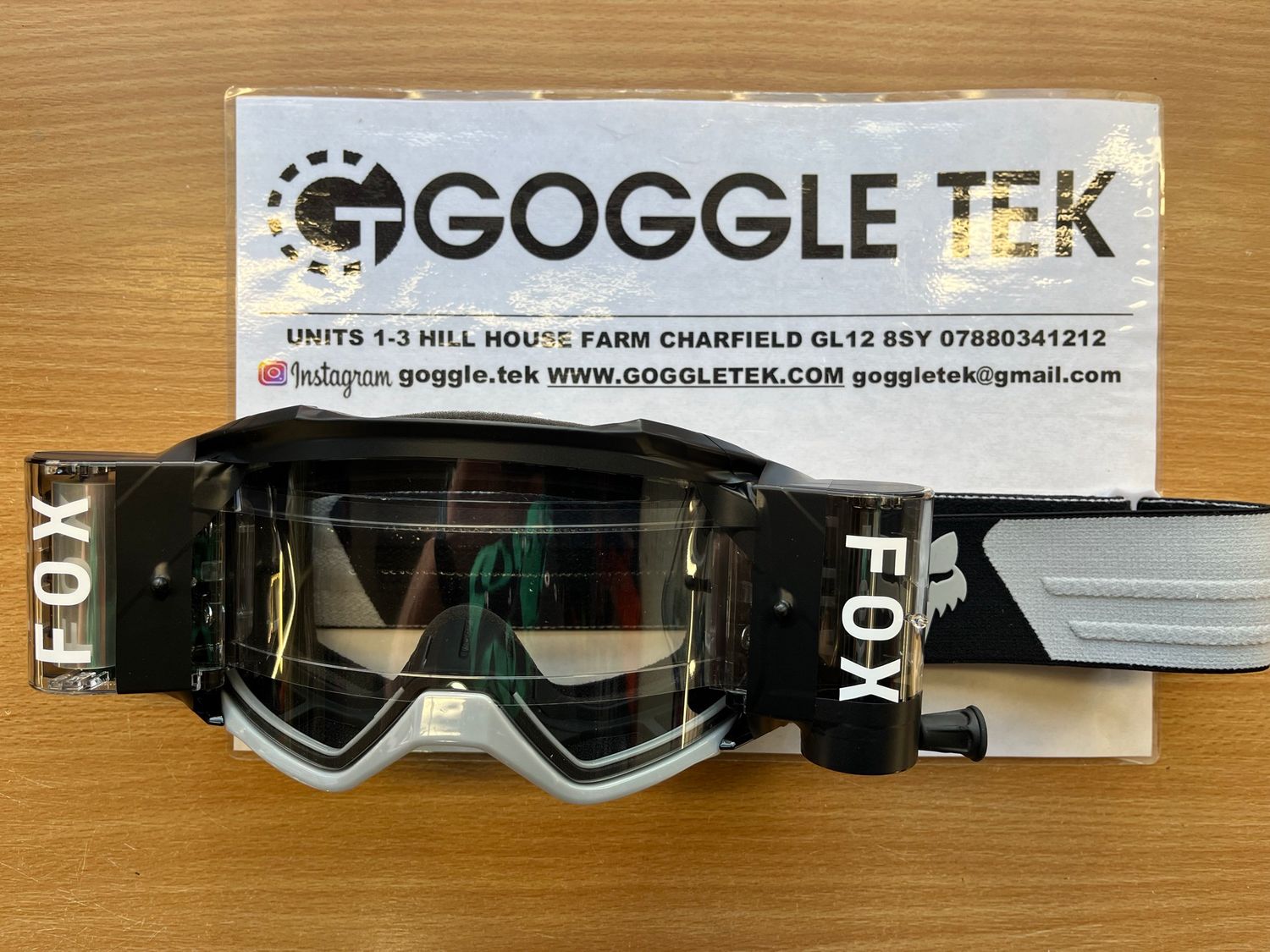 Second Hand Ex GP prepped Fox Vue goggle plus Goggletek 48mm roll off system (clear lens)