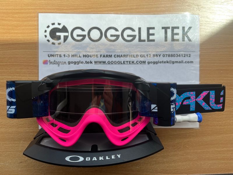 2024 Oakley OFrame Splatter goggle plus Blue Long Pull Goggletek 36mm roll-off system (Clear lens)