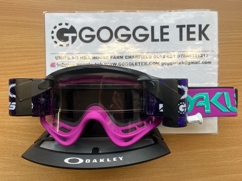 2025 Oakley Celeste Purple OFrame goggle plus Purple Goggletek 36mm roll-off system (Clear lens)