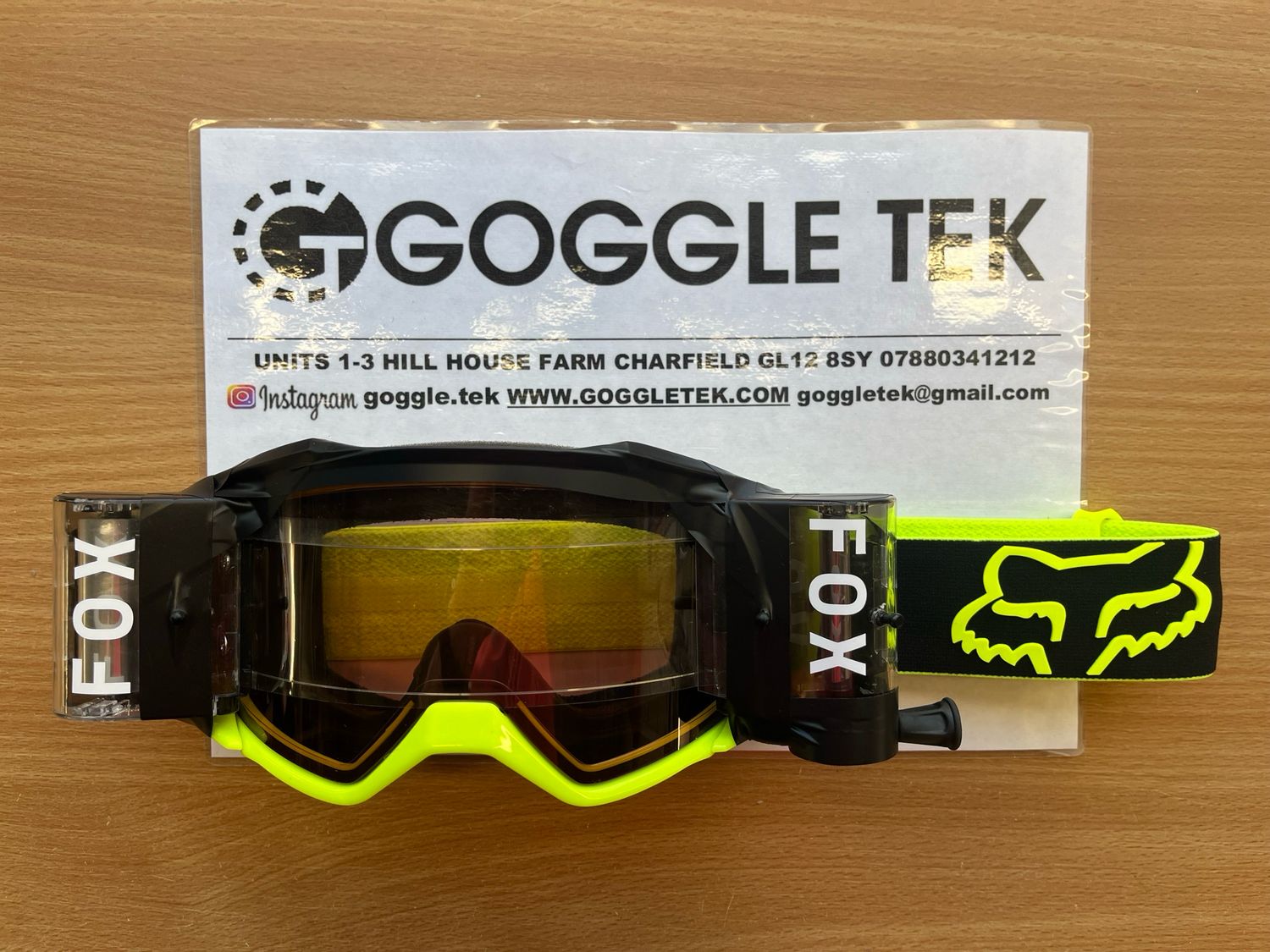 Ex GP prepped Fox Vue goggle plus Goggletek 48mm roll off system (bronze lens)
