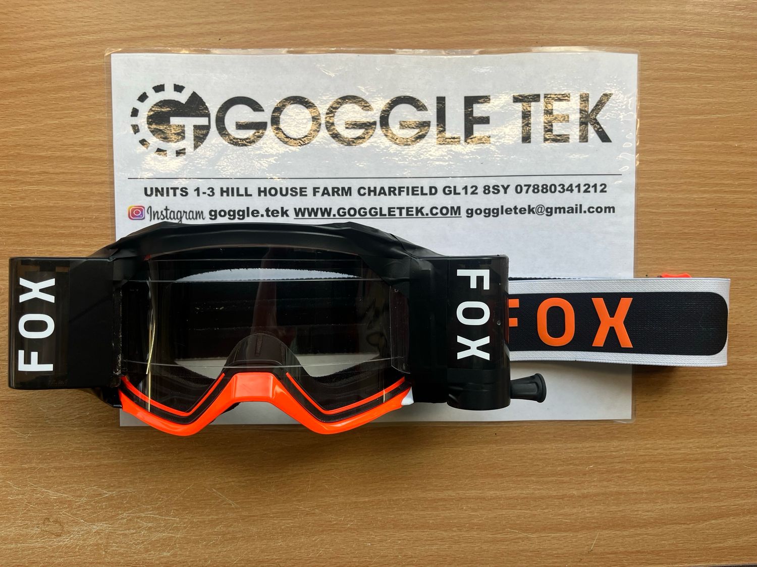 Ex GP prepped Fox Vue goggle plus Goggletek 48mm roll off system (clear lens)