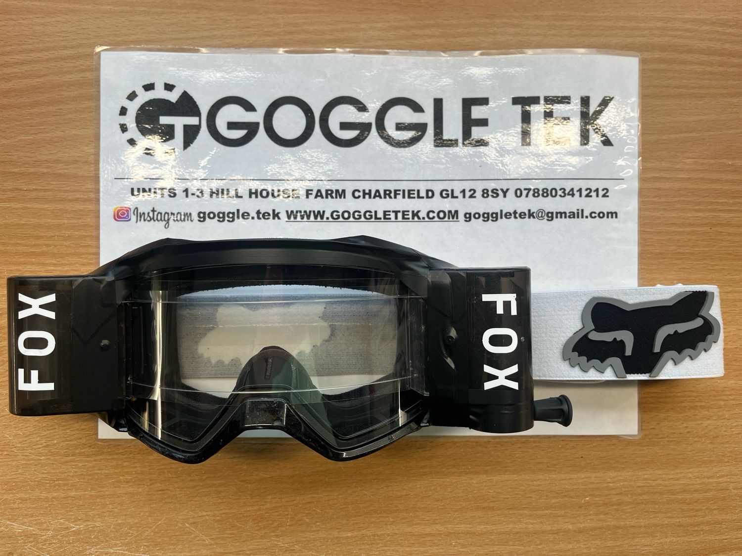 Ex GP prepped Fox Vue goggle plus Goggletek 48mm roll off system (clear lens)