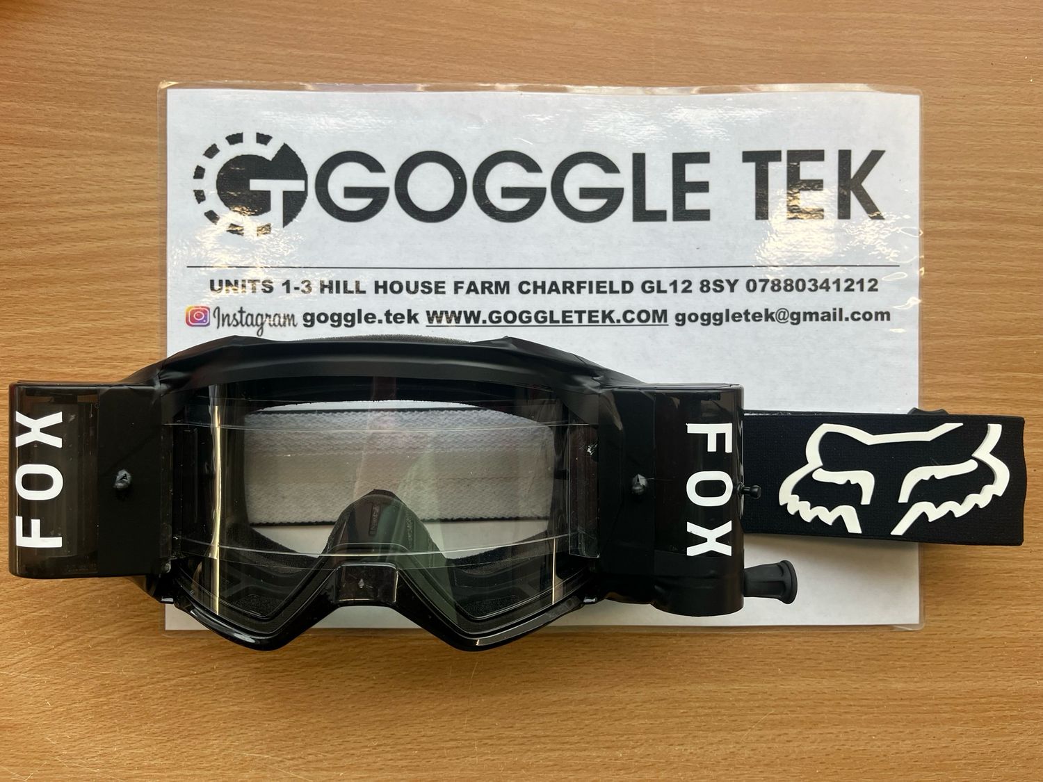 Ex GP prepped Fox Vue goggle plus Goggletek 48mm roll off system (clear lens)