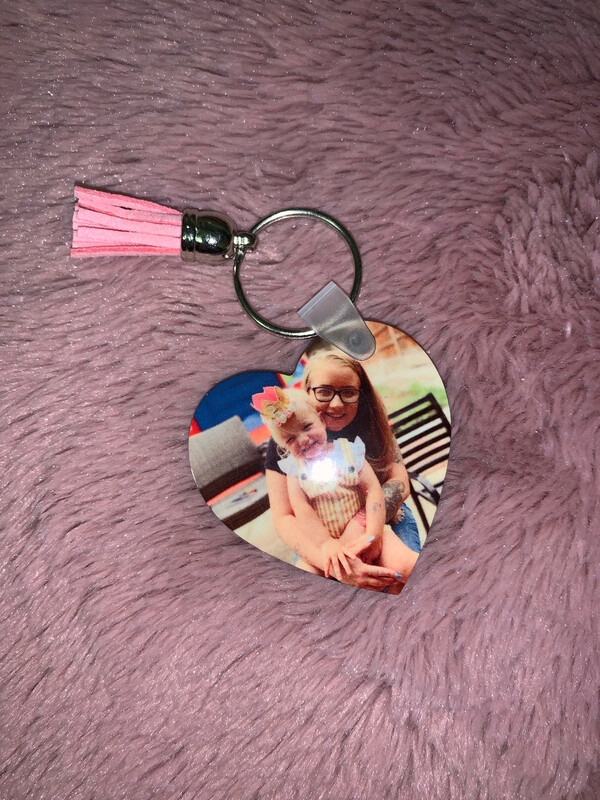 Double Photo Heart Keyring