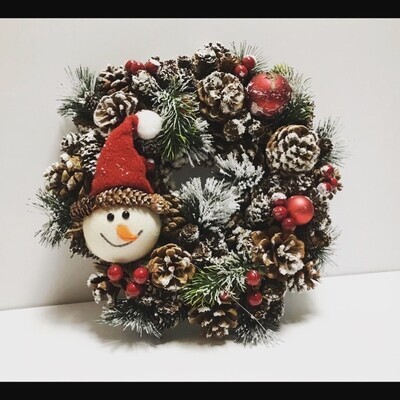 Frosted Snowman Wreath Medium