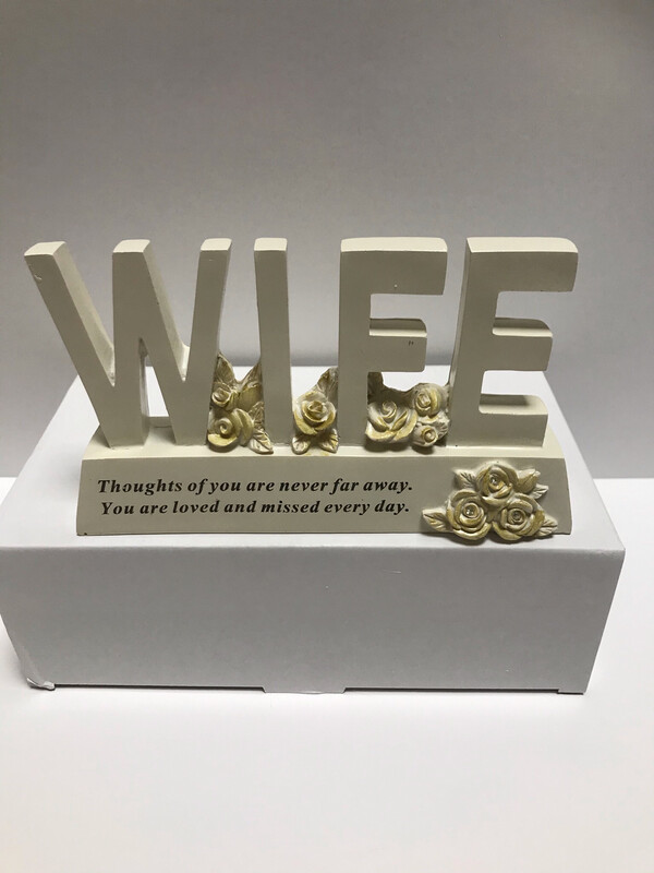 Wife: Memorial Letter Plaque