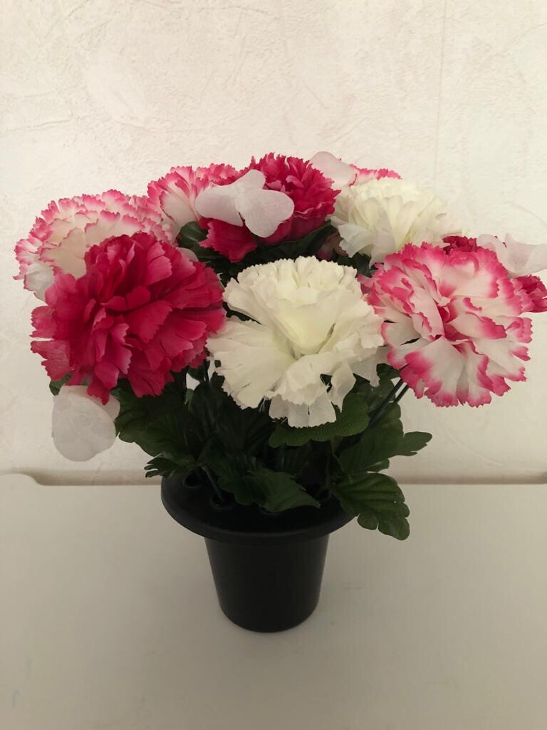 Graveside, Artificial Flower Pot (Carnation)
