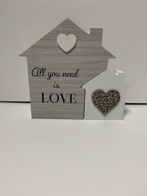 Wooden House Plaque: Love