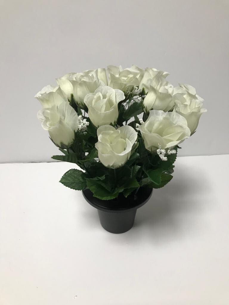 Graveside, Artificial Flower Pot (White)