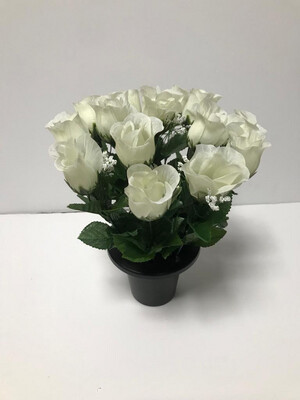 Graveside, Artificial Flower Pot (White)