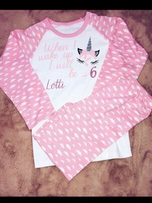 Unicorn Birthday Design (Pink Cloud Design) Pjs