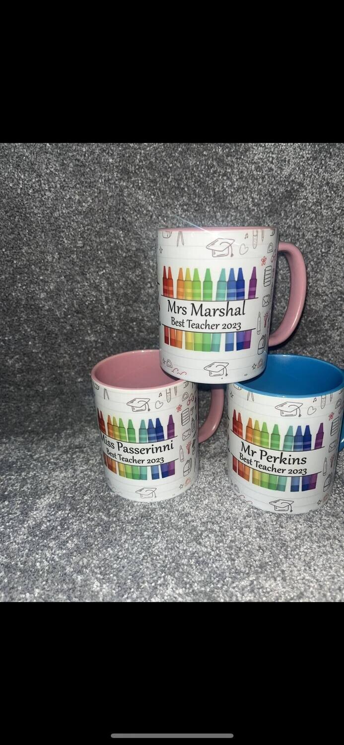 Rainbow Crayon Teacher Mug