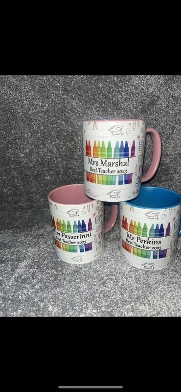Rainbow Crayon Teacher Mug