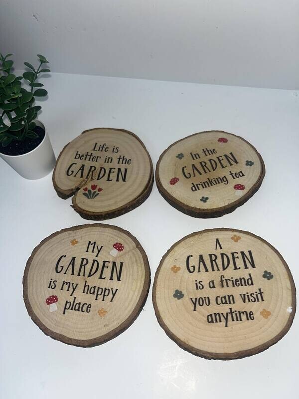 Garden Wood Slice Coasters: Set of 4