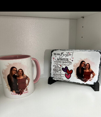 Best Friends Gift Set: Mini Slate &amp; Photo Mug